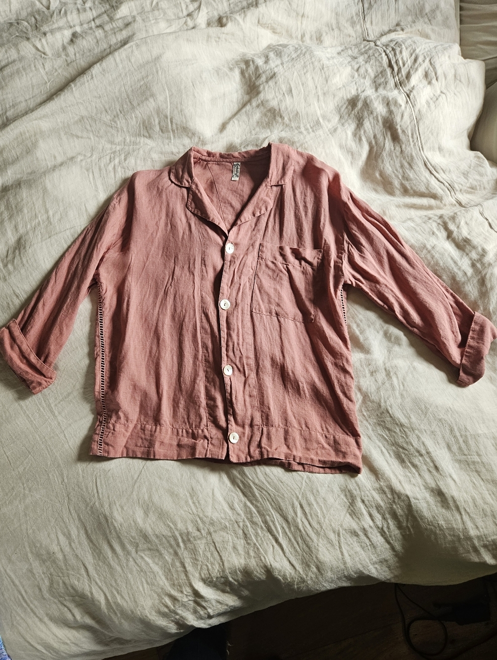 Free People Dusty Rose Pink Linen Button-Up Top